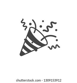 Confetti Party Popper Icon Vector, Logo Illustration Isolated On White