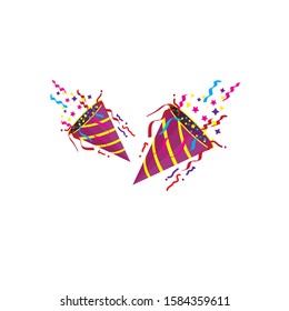 Confetti Party Popper icon vector, logo illustration isolated on white background. Suitable for new year, christmas  and birth day party