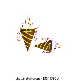 Confetti Party Popper icon vector, logo illustration isolated on white background. Suitable for new year, christmas  and birth day party