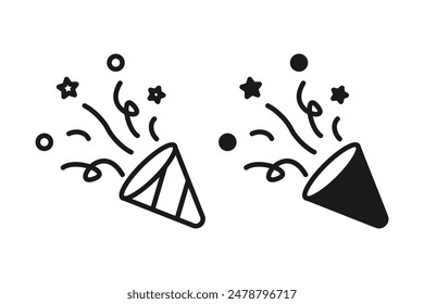 Confetti and Party Popper Icon Vector Design on blank Background