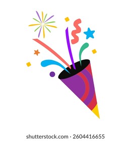 Confetti Party Popper icon vector, logo illustration isolated on white background