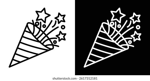 Confetti party popper icon vector for web and mobile app. Symbol isolated.