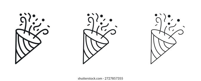 Confetti party popper icon vector Logo Design Template. Editable Stroke graphics.