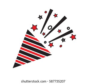 Confetti party popper icon vector isolated in white background.