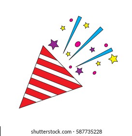 Confetti party popper icon vector isolated in white background.