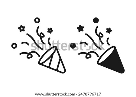 Confetti and Party Popper Icon Vector Design on blank Background