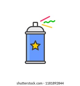 Confetti Party String Spray Colored Line Icon.