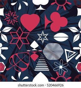 Confetti pattern, rich, seamless vector background.