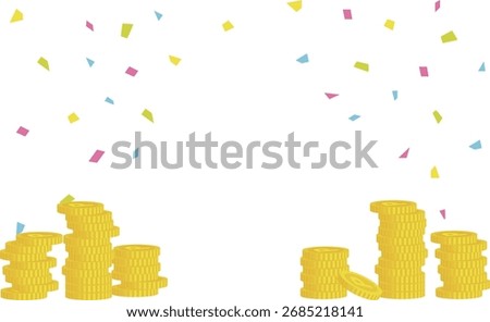 Confetti and Pile of Coins Background Frame Illustration