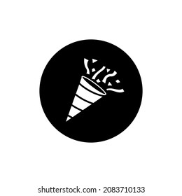 Confetti pop icon circle background black color editable. confetti vector. celebration icon.