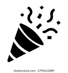 confetti popper black solid celebration illustration