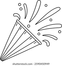 Confetti Popper Firecracker Lined Vector Illustration