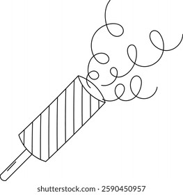 Confetti Popper Firecracker Lined Vector Illustration