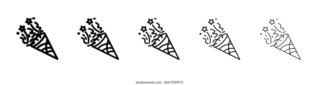 Diseño de iconos de popper de confeti, logotipo, App, interfaz de usuario. Ilustración vectorial, EPS