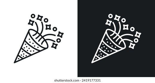 Confetti Popper Icon Designed in a Line Style on White Background.