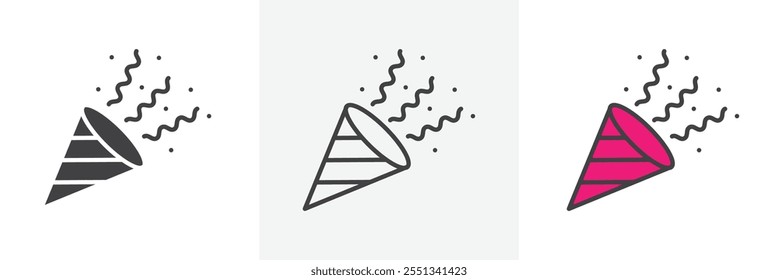 Confetti popper icon pack. Vector illustration. EPS10