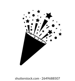 Ícone popper Confete, popper festa explodindo com confete, Elemento da festa e ícone divertido. Design de ilustração vetorial.