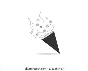 Vector de icono de caca de confetti. Símbolo de celebración, ilustración del logotipo. Pixel perfecto