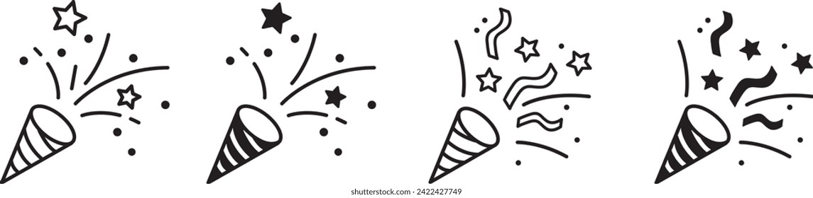 confetti popper icon vector collection