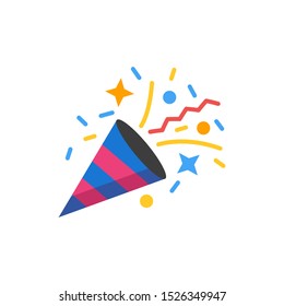 Confetti popper icon vector, filled flat sign, solid pictogram isolated on white background, Celebration symbol, logo illustration, Pixel perfect