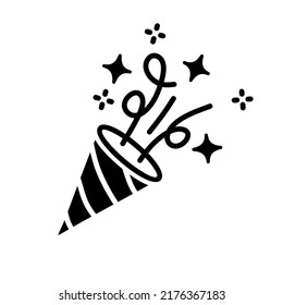 Confetti popper icon vector, filled flat sign, solid pictogram isolated on white. Celebration symbol, logo illustration. Pixel perfect