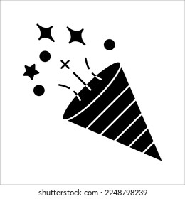 Vector de icono de caca de confetti, signo plano relleno, pictograma sólido aislado en blanco. Símbolo de celebración, ilustración del logo. Pixel