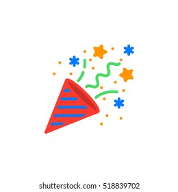 Confetti Popper Icon Vector, Filled Flat Sign, Solid Colorful Pictogram Isolated On White, Logo Illustration