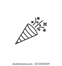 Confetti popper icon Vector flat thin line illustration