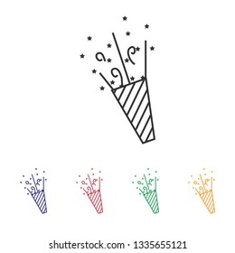  Confetti popper icon.Firecracker vector sign.