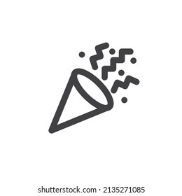 Konfetti popper Linie Symbol. lineares Stilzeichen für mobiles Konzept und Webdesign. Partypopper-Umriss-Vektorsymbol. Symbol, Logo-Abbildung. Vektorgrafik