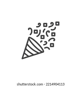 Icono de línea de caca de confetti. signo de estilo lineal para concepto móvil y diseño web. Icono vectorial del contorno del pimienta de la parte. Símbolo, ilustración del logotipo. Gráficos vectoriales