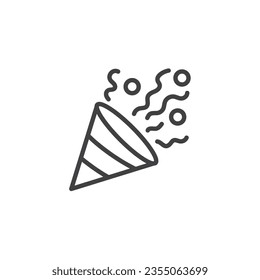 Confetti popper line icon. linear style sign for mobile concept and web design. Party popper outline vector icon. Symbol, logo illustration. Vector graphics