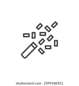 Confetti popper line icon. linear style sign for mobile concept and web design. Party confetti popper outline vector icon. Symbol, logo illustration. Vector graphics