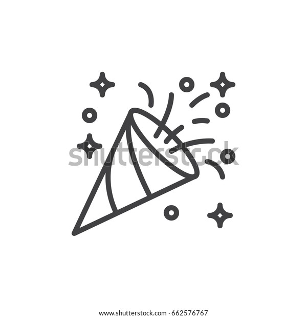 Confetti Popper Line Icon Outline Vector Stock Vector (Royalty Free ...