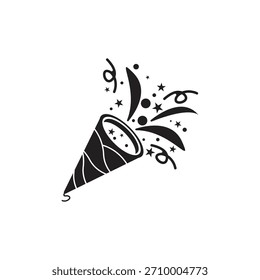 Confetti popper line icon vector, filled flat sign, solid pictogram isolated on white. Celebration symbol, logo illustration.