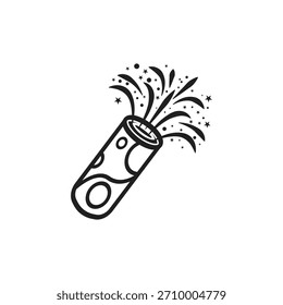 Confetti popper line icon vector, filled flat sign, solid pictogram isolated on white. Celebration symbol, logo illustration.
