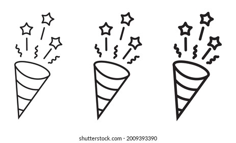 Confetti Popper line icons set, isolated on white background