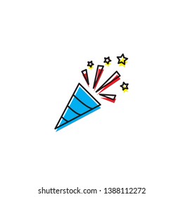 confetti popper vector icon concept for party, isolated on white background