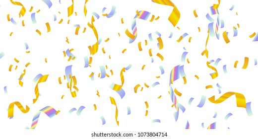 Confetti rain vector illustration. Golden and pastel confetti pieces.