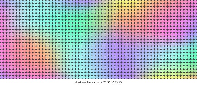 Konfetti Regenbogen-Muster. Abstrakter Farbverlauf-Mosaik-Hintergrund mit Sequenzen. Vektorgitterstruktur. Farbgeometrischer, nahtloser holografischer Ausdruck.