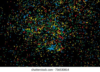 Confetti random blow celebration background template with glitter and sparkles wave spray. Abstract textured isolated on background Vector.