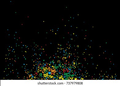 Confetti random blow celebration background template with glitter and sparkles wave spray. Abstract textured isolated on background Vector.