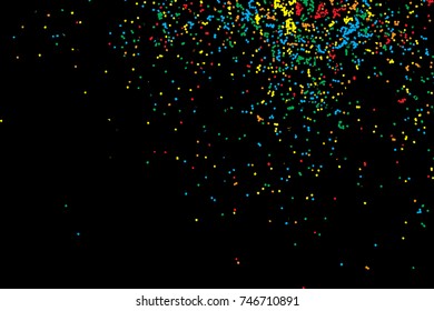 Confetti random blow celebration background template with glitter and sparkles wave spray. Abstract textured isolated on background Vector.