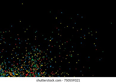 Confetti random blow celebration background template with glitter and sparkles wave spray. Abstract textured isolated on background Vector.