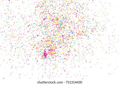 Confetti random blow celebration background template with glitter and sparkles wave spray. Abstract textured isolated on background Vector.