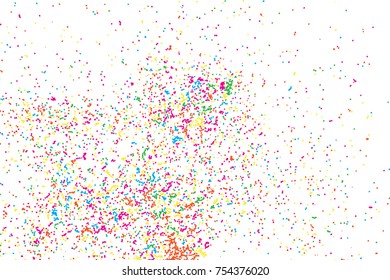 Confetti random blow celebration background template with glitter and sparkles wave spray. Abstract textured isolated on background Vector.