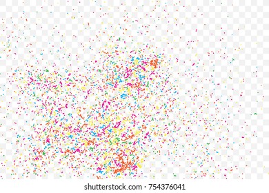 Confetti random blow celebration background template with glitter and sparkles wave spray. Abstract textured isolated on background Vector.
