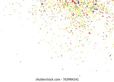 Confetti random blow celebration background template with glitter and sparkles wave spray. Abstract textured isolated on background Vector.