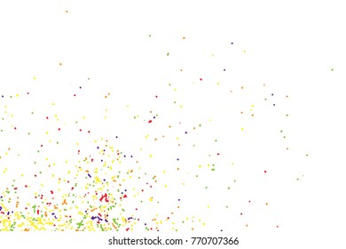 Confetti random blow celebration background template with glitter and sparkles wave spray. Abstract textured isolated on background Vector.