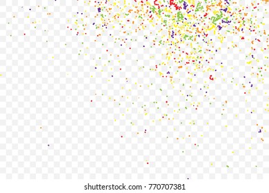 Confetti random blow celebration background template with glitter and sparkles wave spray. Abstract textured isolated on background Vector.